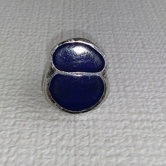 RARE HATTIE CARNEGIE Abstract Blue Inlay Adj. Ring - Picture 9 of 16